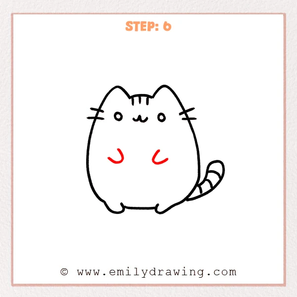 how to draw a pusheen cat - Step 6